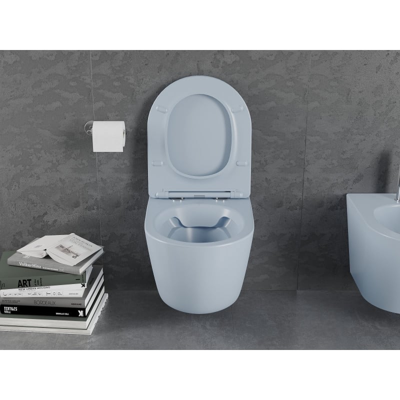 Mexen Lena WC-Schüssel Rimless mit Absenkautomatik Slim, Duroplast, grau-blau matt - 30224069