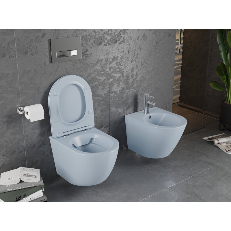 Mexen Lena WC-Schüssel Rimless mit Absenkautomatik Slim, Duroplast, grau-blau matt - 30224069