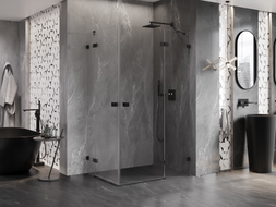 Mexen Lunar Duo Duschkabine mit rechter Tür 105 x 70 cm, transparent, schwarz - 834-105P-070L-70-00
