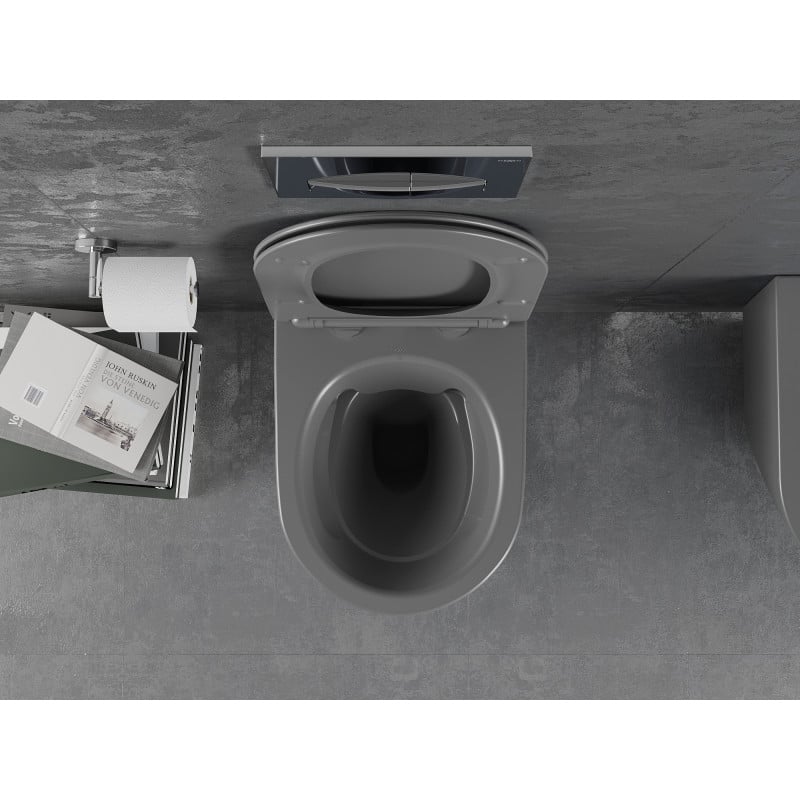 Mexen Lena WC-Schüssel Rimless mit langsam schließendem Slim-Sitz, Duroplast, dunkelgrau matt - 30224071