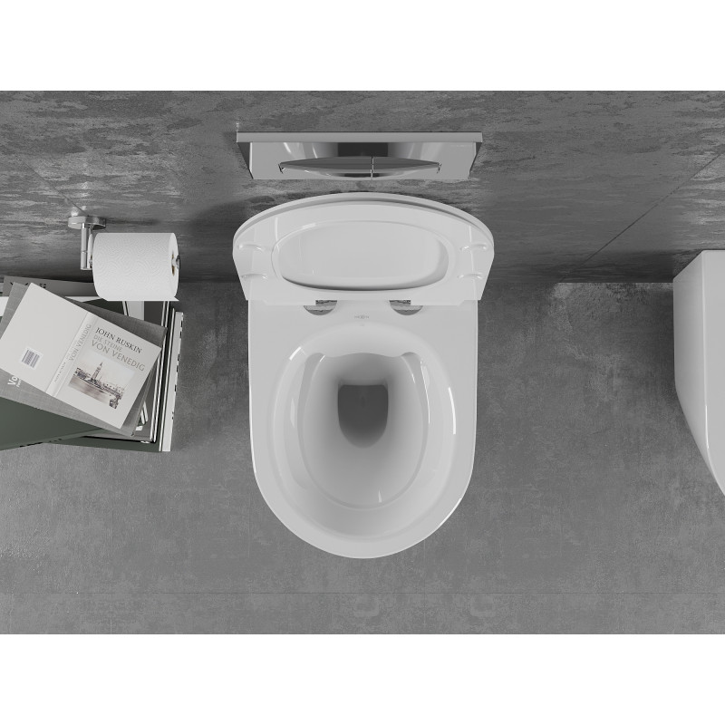 Mexen Lena WC-Schüssel Rimless mit langsam schließendem Slim-Sitz, Duroplast, weißes Muster - 30224099