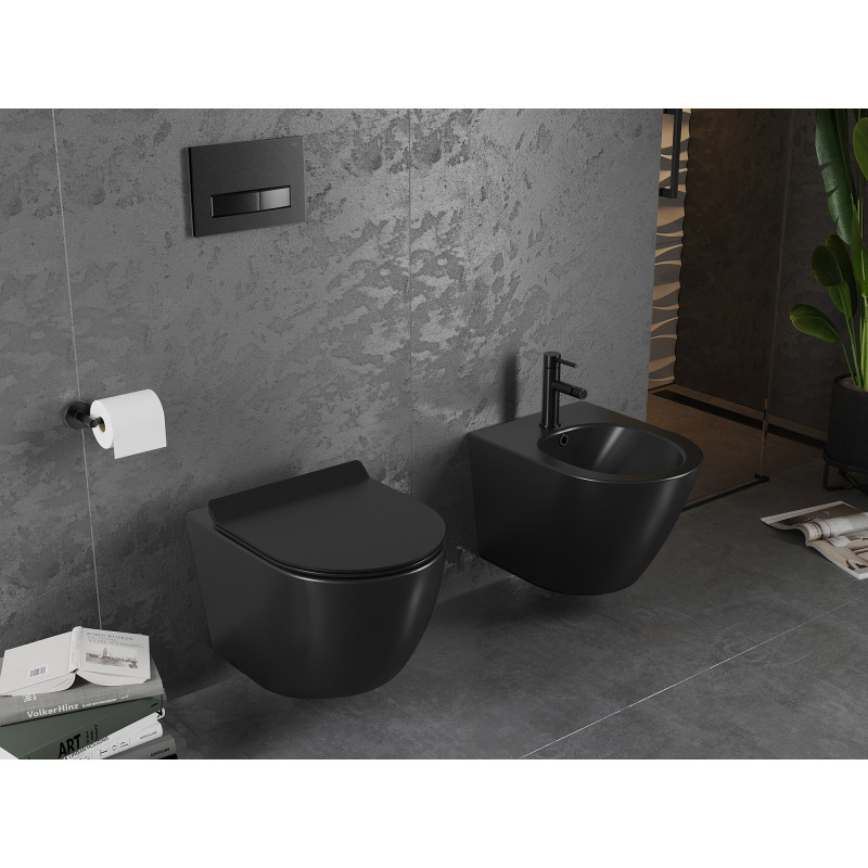 Mexen Lena WC-Schüssel Rimless mit Slim Soft-Close-Sitz, Duroplast, Schwarz matt - 30220185