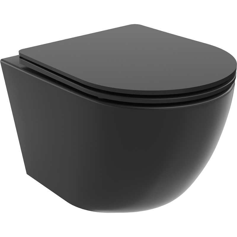 Mexen Lena WC-Schüssel Rimless mit langsam schließendem Slim-Sitz, Duroplast, schwarz matt - 30221085