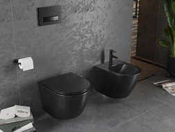 Mexen Lena WC-Schüssel Randlos mit slim Sitz und Absenk-Automatik, duroplast, Schwarz matt - 30221085