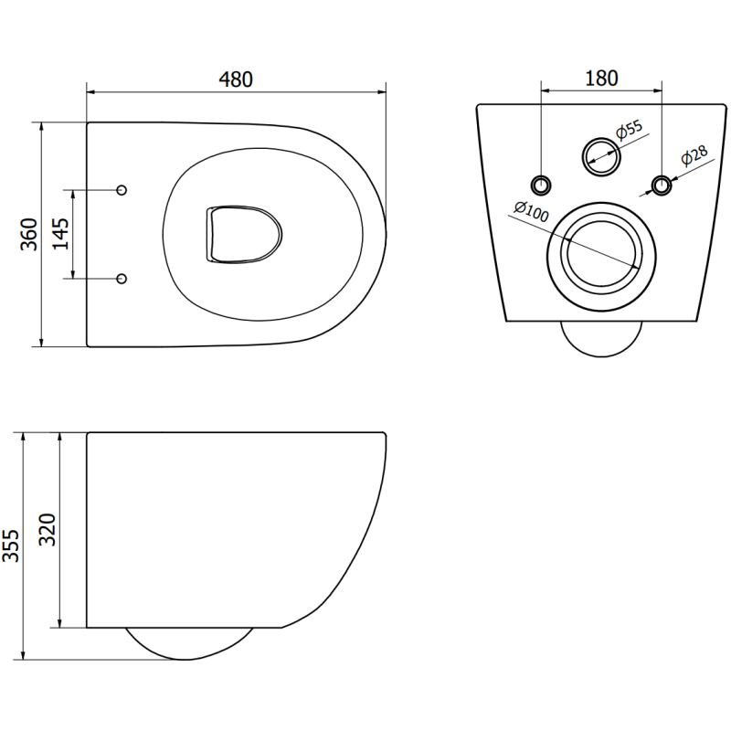 Mexen Lena WC-Schüssel Rimless mit Absenkautomatik Slim, Duroplast, Schwarz Glanz - 30224070