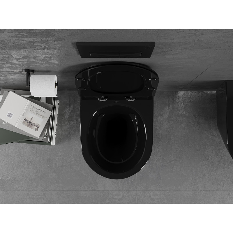 Mexen Lena WC-Schüssel Rimless mit Absenkautomatik Slim, Duroplast, Schwarz Glanz - 30224070