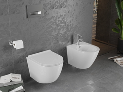 Mexen Lena WC-Schüssel Rimless mit Slim-Softclose-Sitz, Duroplast, Weiß Hochglanz - 30220500
