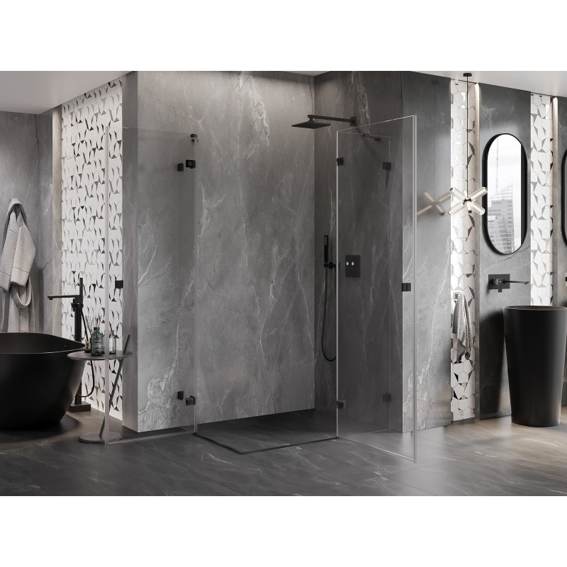 Mexen Lunar Duo Duschkabine, rechts öffnend, 115 x 100 cm, transparent, schwarz - 834-115P-100L-70-00