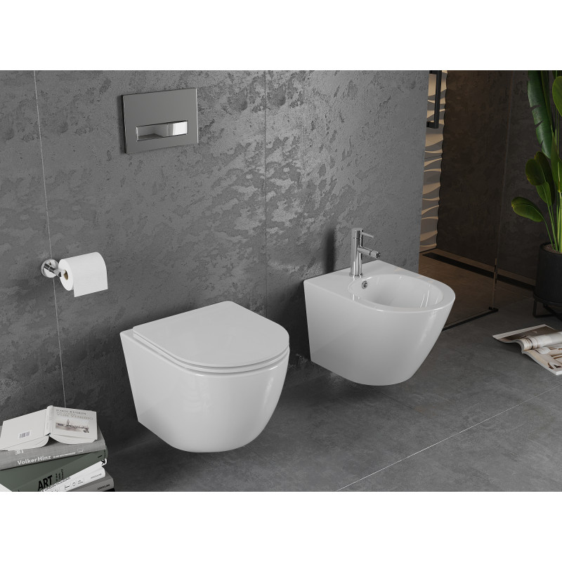 Mexen Lena WC-Schüssel Rimless mit schlankem, sanft absenkendem Sitz, Duroplast, weiß glänzend - 30220300