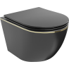 Mexen Lena WC-Schale Rimless mit softschließendem Slim-Sitz, Duroplast, schwarz matt/goldene Linie - 30224075
