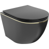 Mexen Lena WC-Schüssel Rimless mit Softclose-Slim-Sitz, Duroplast, Schwarz Matt/Goldene Linie - 30224075