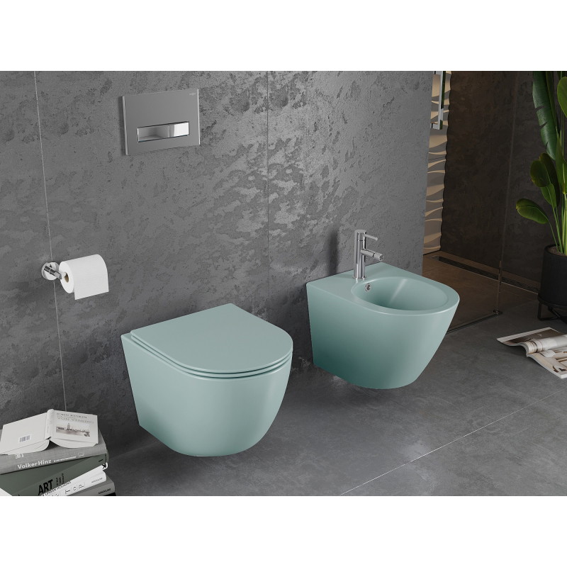Mexen Lena WC-Becken Rimless mit Slim-Absenkautomatik-Sitz, Duroplast, hellgrün matt - 30224048