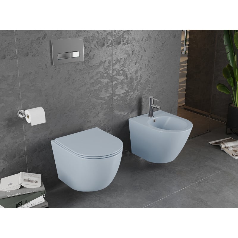 Mexen Lena WC-Schüssel Rimless mit Absenkautomatik Slim, Duroplast, grau-blau matt - 30224069