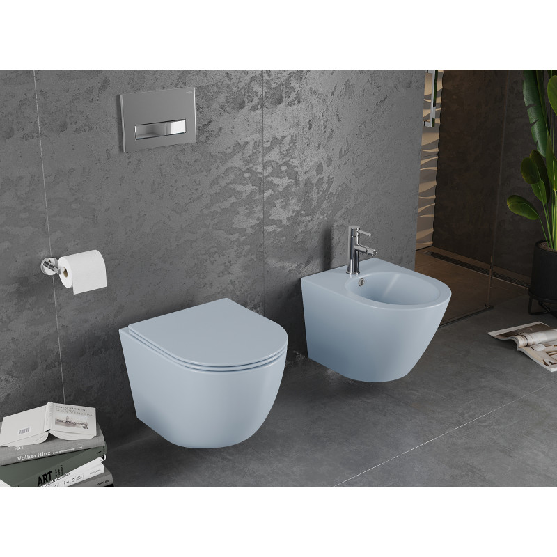 Mexen Lena WC-Schüssel Rimless mit Soft-Close-Slim-Sitz, Duroplast, grau-blau matt - 30224069
