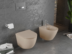 Mexen Lena WC-Schüssel Randlos mit slim Sitz und Absenk-Automatik, duroplast, cappuccino matt - 30224064