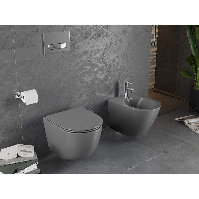 Mexen Lena WC-Schüssel Rimless mit Slim-Absenkautomatik, Duroplast, dunkelgrau matt - 30224071