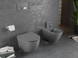 Mexen Lena WC-Schüssel Randlos mit slim Sitz und Absenk-Automatik, duroplast, Dunkelgrau matt - 30224071