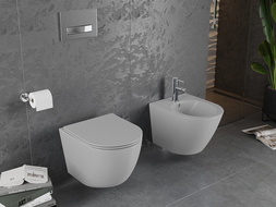 Mexen Lena WC-Schüssel Randlos mit slim Sitz und Absenk-Automatik, duroplast, Hellgrau matt - 30224061