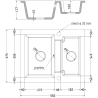 Mexen Carlos Granitspüle 1,5-Kammer 582 x 475 mm, schwarz getupft, goldener Siphon - 6518581500-76-G