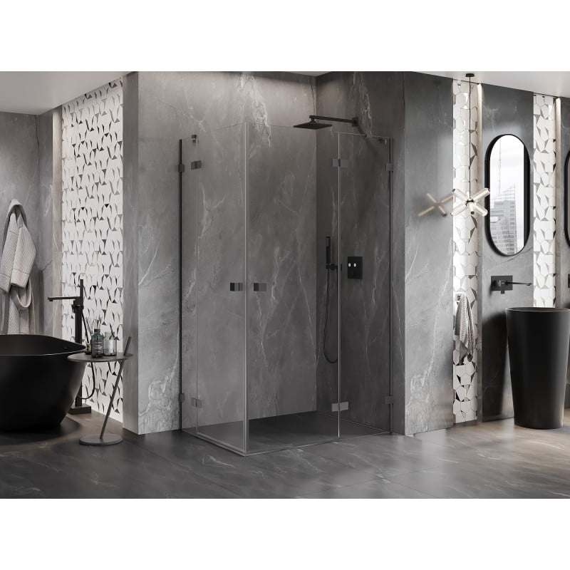 Mexen Lunar Duo Duschkabine Schwingtür rechts 115 x 85 cm, transparent, Gun Metal - 834-115P-085L-95-00