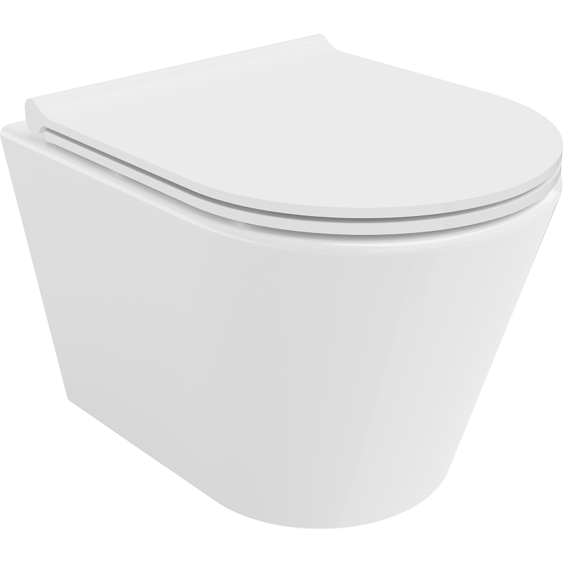Mexen Rico Rimless WC-Schüssel mit langsam schließendem Slim-Deckel, Duroplast, weiß glänzend - 30720500