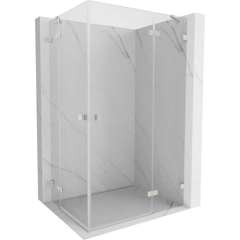 Mexen Lunar Duo Duschkabine rechts schwenkbar 80 x 75 cm, transparent, gebürstetes Nickel - 834-080P-075L-97-00