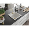 Mexen Vito Granitspüle 1-beckig 520 x 490 mm, weiß, Siphon gold - 6503521000-20-G