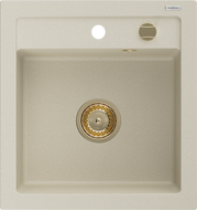 Mexen Vito Granitspüle 1-Becken 520 x 490 mm, beige, Siphon gold - 6503521000-69-G