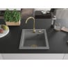 Mexen Vito Granitspüle 1-becken 520 x 490 mm, grau, goldener Siphon - 6503521000-71-G