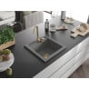 Mexen Vito Granitspüle 1-becken 520 x 490 mm, grau, goldener Siphon - 6503521000-71-G