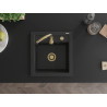 Mexen Vito Granitspüle 1-Becken 520 x 490 mm, schwarz/silber metallic, goldener Siphon - 6503521000-73-G