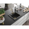Mexen Vito Granitspüle 1-Becken 520 x 490 mm, schwarz gesprenkelt, goldener Siphon - 6503521000-76-G