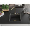 Mexen Vito Granitspüle 1-Becken 520 x 490 mm, schwarz gesprenkelt, goldener Siphon - 6503521000-76-G