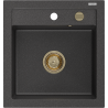 Mexen Vito Granitspüle 1-Becken 520 x 490 mm, schwarz gesprenkelt, goldener Siphon - 6503521000-76-G
