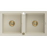 Mexen Mario Granitspüle 2-Kammer 820 x 436 mm, beige, goldener Siphon - 6504822000-69-G