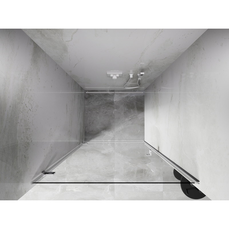 Mexen Lunar-B linke, schwenkbare Duschabtrennung 50 cm, transparent, weiß - 832-050-000-20-00-L