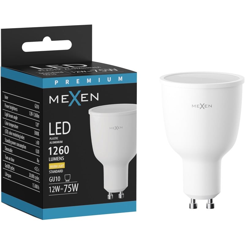 Mexen Nova LED-Lampe GU10, 12W, Warm - 3000K, 1260 lm - L108-GU10-1230-01
