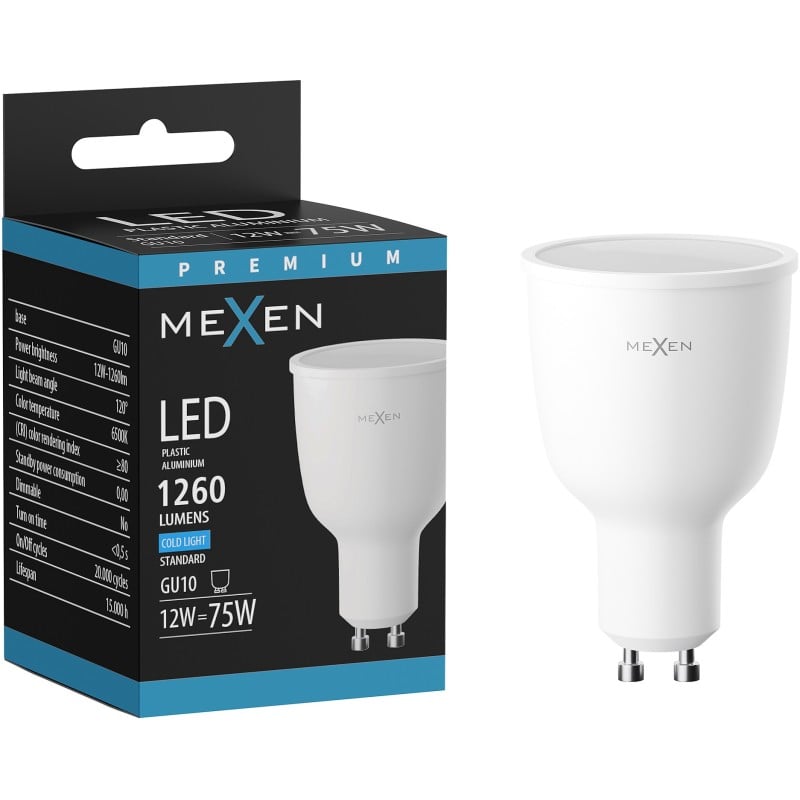 Mexen Nova LED-Lampe GU10, 12W, Kalt - 6500K, 1260 lm - L108-GU10-1265-01