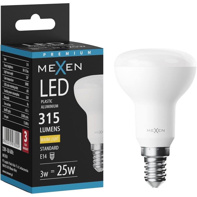 Mexen Nova LED-Glühbirne E14, R50, 3W, Warm - 3000K, 315 lm - L103-E14-0330-01