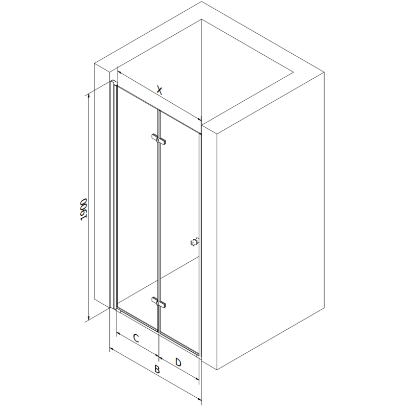 Mexen Lima faltbare Duschabtrennung 70 cm, transparent, gold - 856-070-000-50-00