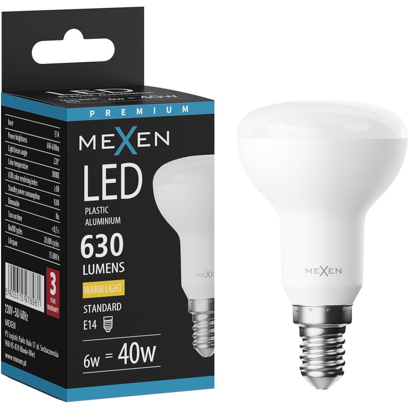 Mexen Nova LED-Glühbirne E14, R50, 6W, Warm - 3000K, 630 lm - L103-E14-0630-01