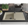 Mexen Leo Granitspüle 1-beckig mit Abtropffläche 900 x 500 mm, beige, schwarzer Siphon - 6501901010-69-B