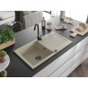 Mexen Leo Granitspüle 1-beckig mit Abtropffläche 900 x 500 mm, beige, schwarzer Siphon - 6501901010-69-B