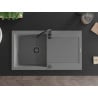 Mexen Leo Granitspüle 1-Becken mit Abtropffläche 900 x 500 mm, grau, schwarzer Siphon - 6501901010-71-B