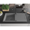 Mexen Leo Granitspüle 1-Becken mit Abtropffläche 900 x 500 mm, grau, schwarzer Siphon - 6501901010-71-B