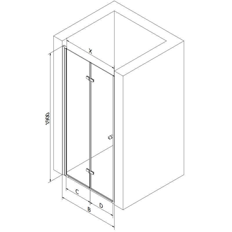 Mexen Lima faltbare Duschabtrennung 120 cm, transparent, Chrom - 856-120-000-01-00