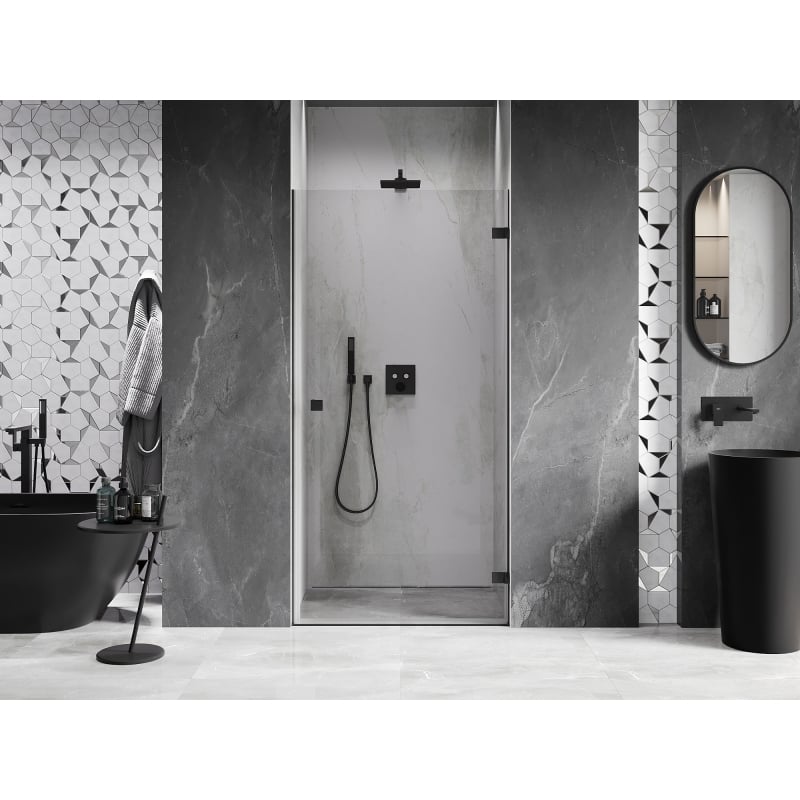 Mexen Lunar-B rechts schwenkbare Duschabtrennung 45 cm, transparent, schwarz - 832-045-000-70-00-P