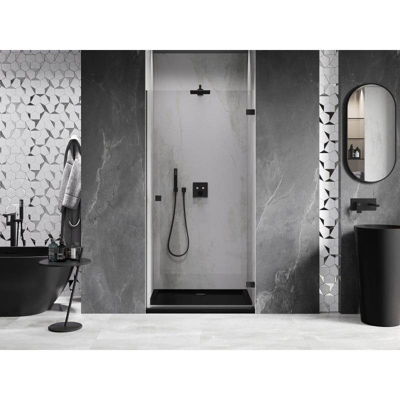 Mexen Lunar-B Rechte, schwenkbare Duschabtrennung 55 cm, transparent, schwarz - 832-055-000-70-00-P
