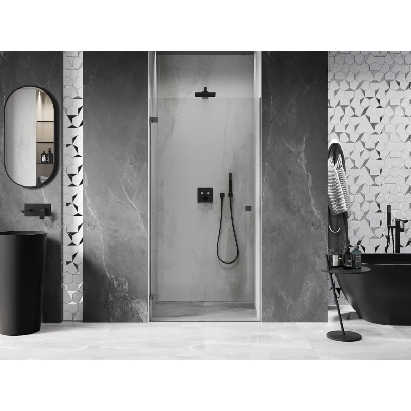 Mexen Lunar-B linke, aufklappbare Duschabtrennung 50 cm, transparent, Gun Metal - 832-050-000-95-00-L