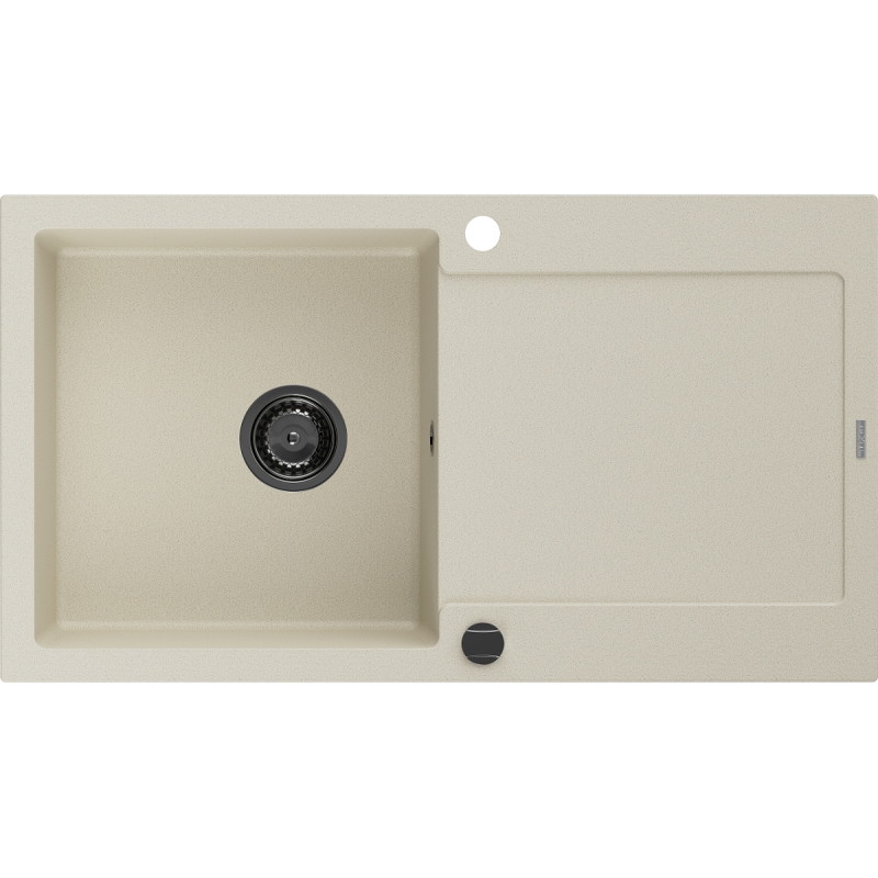 Mexen Leo Granitspüle 1-Becken mit Abtropffläche 900 x 500 mm, beige, schwarzer Siphon - 6501901010-69-B